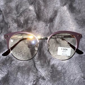 Womens fashion glasses. Pink/purple/silver. Brand new never used. Round/cat eye